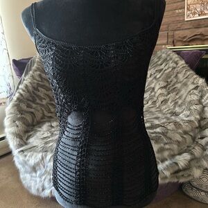 Black Crochet Sleeveless Top